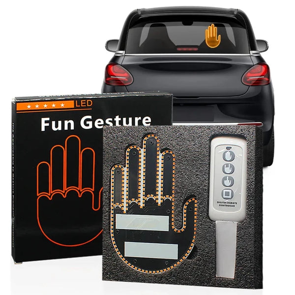 FUNGESTURE - LED LIGHT ROAD SIGNS HAND REMOTE CONTROL FOR CAR: SHOW YOUR FEELINGS TO OTHER DRIVERS WITH A SINGLE GESTURE