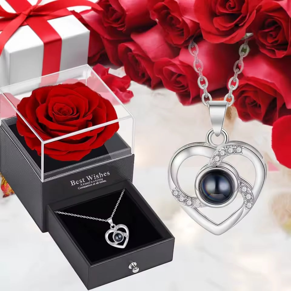 ETERNAL ROSE - SURPRISE BOX WITH A PRESERVED ROSE AND A PENDANT: JUST WHAT TRUE LOVE NEEDS