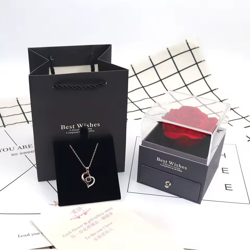 ETERNAL ROSE - SURPRISE BOX WITH A PRESERVED ROSE AND A PENDANT: JUST WHAT TRUE LOVE NEEDS